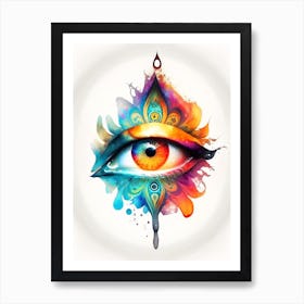 Om Aum, Symbol, Third Eye Watercolour 2 Art Print