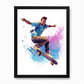 Skateboarding In San Diego, United States Gradient Illustration 3 Art Print