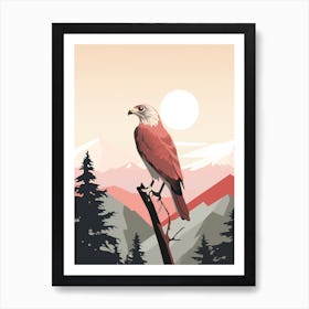 Minimalist Red Tailed Hawk 2 Illustration Art Print