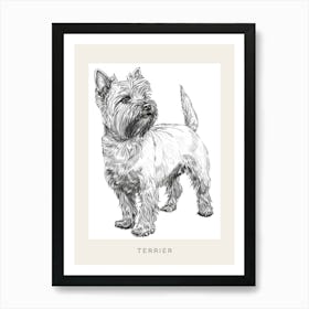 Cute Terrier Line Sketch Poster Art Print