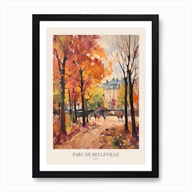 Autumn City Park Painting Parc De Belleville Paris France 1 Poster Art Print
