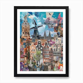 Amsterdam   Retro Collage Style 3 Art Print