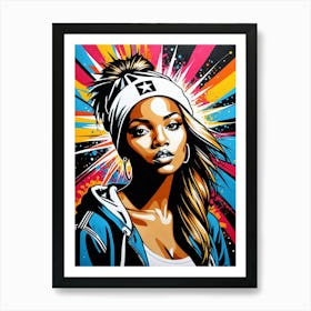 Graffiti Mural Of Beautiful Hip Hop Girl 28 Art Print