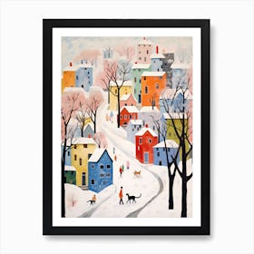 Cat In The Streets Of Harbin   China With Snow 1 Art Print