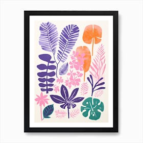 Colourful Botanical Risograph Style 3 Art Print