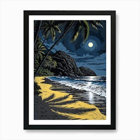 Hawaiian Beach At Night Art Print