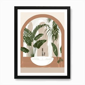 Bathroom Sink With Plants Art Print