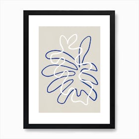 Blue and white abstract shapes on textured paper Art Print