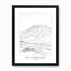 Mount Kilimanjaro Tanzania Line Drawing 5 Poster Art Print