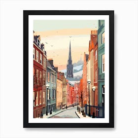 Vintage Winter Travel Illustration Edinburgh Scotland 3 Art Print