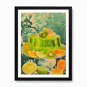 Fruity Lime Green Jelly Retro Collage 1 Art Print