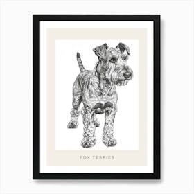 Fox Terrier Dog Line Sketch 3 Poster Art Print