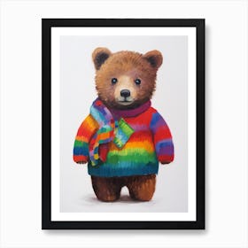 Baby Animal Wearing Sweater Bear Art Print