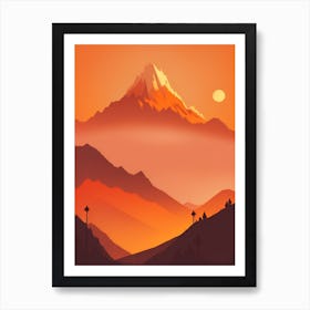 Misty Mountains Vertical Composition In Orange Tone 240 Art Print
