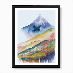 Watercolor Of Mountain Art Print