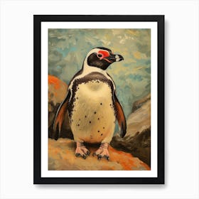 African Penguin Signy Island Oil Painting 1 Art Print