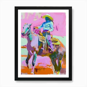 Pink And Orange Cowboy 6 Art Print