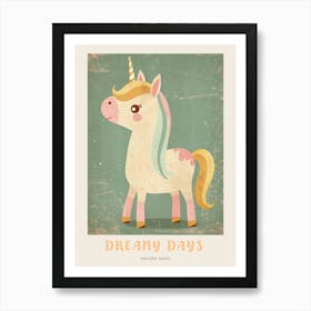 Pastel Storybook Style Unicorn 4 Poster Art Print