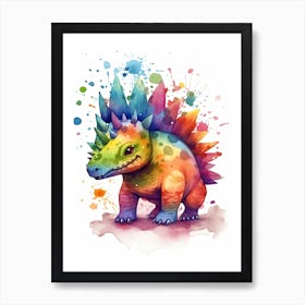 Stegosaurus Cute Dinosaur Watercolour 1 Art Print