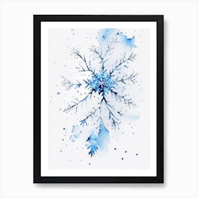 Stellar Dendrites, Snowflakes, Minimalist Watercolour 5 Art Print