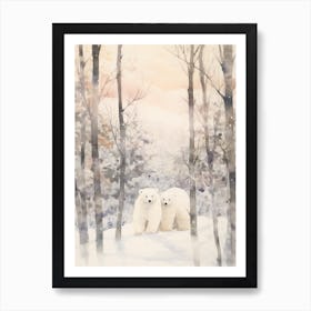 Winter Watercolour Polar Bear 1 Art Print