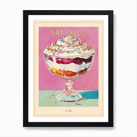 Retro Trifle With Rainbow Sprinkles Vintage Cookbook Inspired 1 Poster Art Print