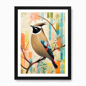 Bird Painting Collage Cedar Waxwing 1 Art Print