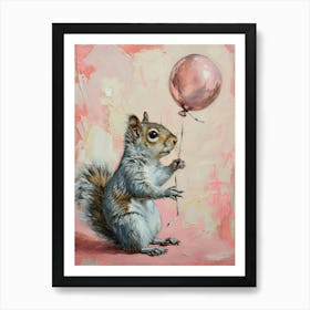 Cute Squirrel 2 With Balloon Art Print