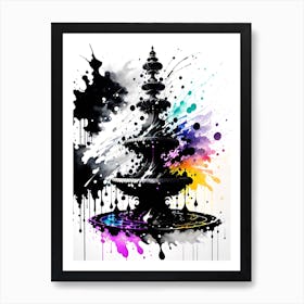 Fountain In Black And White Art Print