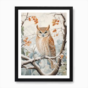 Winter Bird Painting Eastern Screech Owl 3 Art Print