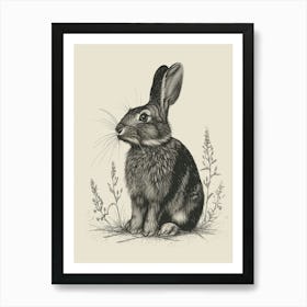 Beveren Blockprint Rabbit Illustration 5 Art Print