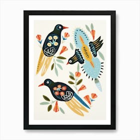 Folk Style Bird Painting Bluebird 1 Poster