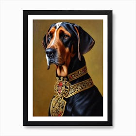 Bloodhound Renaissance Portrait Oil Painting Art Print