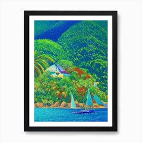 Mayreau Saint Vincent And The Grenadines Pointillism Style Tropical Destination Art Print