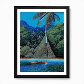 Gizo Solomon Islands Pointillism Style Tropical Destination Art Print