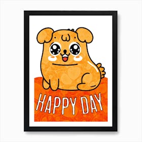 Happy Day Kawaii Puppy Art Print