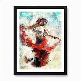 Flamenco Dancer Art Illustration In A Painting Style 18 Art Print