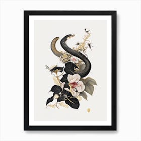 Red Bellied Black Snake Gold And Black Art Print