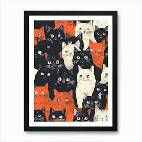 Perfectly Repeatable Artwork With Cute Cat Faces 52 Art Print