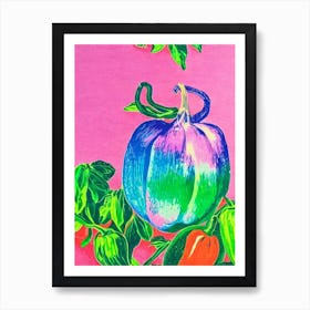Poblano Pepper 2 Risograph Retro Poster vegetable Art Print