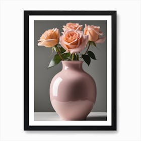 A Vase Of Pink Roses 104 Art Print