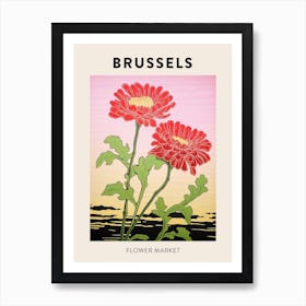 Brussels Belgium Botanical Flower Market Poster Art Print