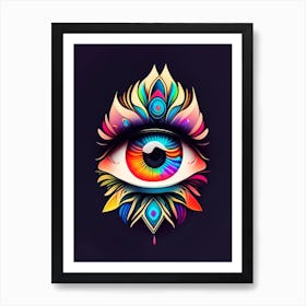 Psychedelic Eye, Symbol, Third Eye Tattoo 4 Art Print