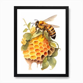Honeycomb Bee Beehive Watercolour Illustration 3 Art Print