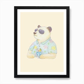 Panda and Blue Hawaii Art Print