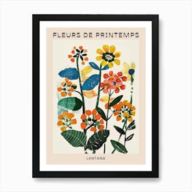 Spring Floral French Poster  Lantana 1 Art Print