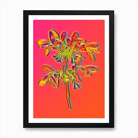 Neon Honeyberry Flower Botanical in Hot Pink and Electric Blue n.0293 Art Print