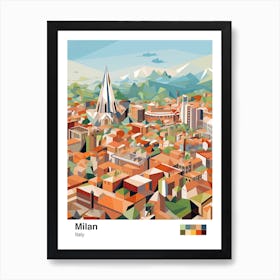 Milan, Italy, Geometric Illustration 3 Poster Art Print