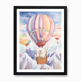 Baby Polar Bear 1 In A Hot Air Balloon Art Print