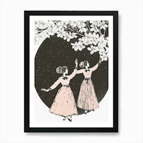 Two Dancers Under A Cherry blossom Tree Art Print